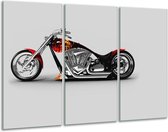 GroepArt - Schilderij -  Motor - Grijs, Zwart, Oranje - 120x80cm 3Luik - 6000+ Schilderijen 0p Canvas Art Collectie