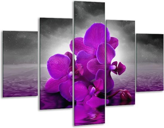 Peinture sur verre d'orchidée | Violet, gris | 100x70cm 5Liège | Tirage photo sur verre |  F005850
