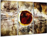 GroepArt - Schilderij -  Abstract - Geel, Bruin, Wit - 120x80cm 3Luik - 6000+ Schilderijen 0p Canvas Art Collectie