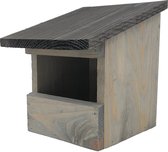 Garden Spirit - Birdhouse Robin - Nichoir en bois gris toit noir - 19 x 16,5 x 20 cm.