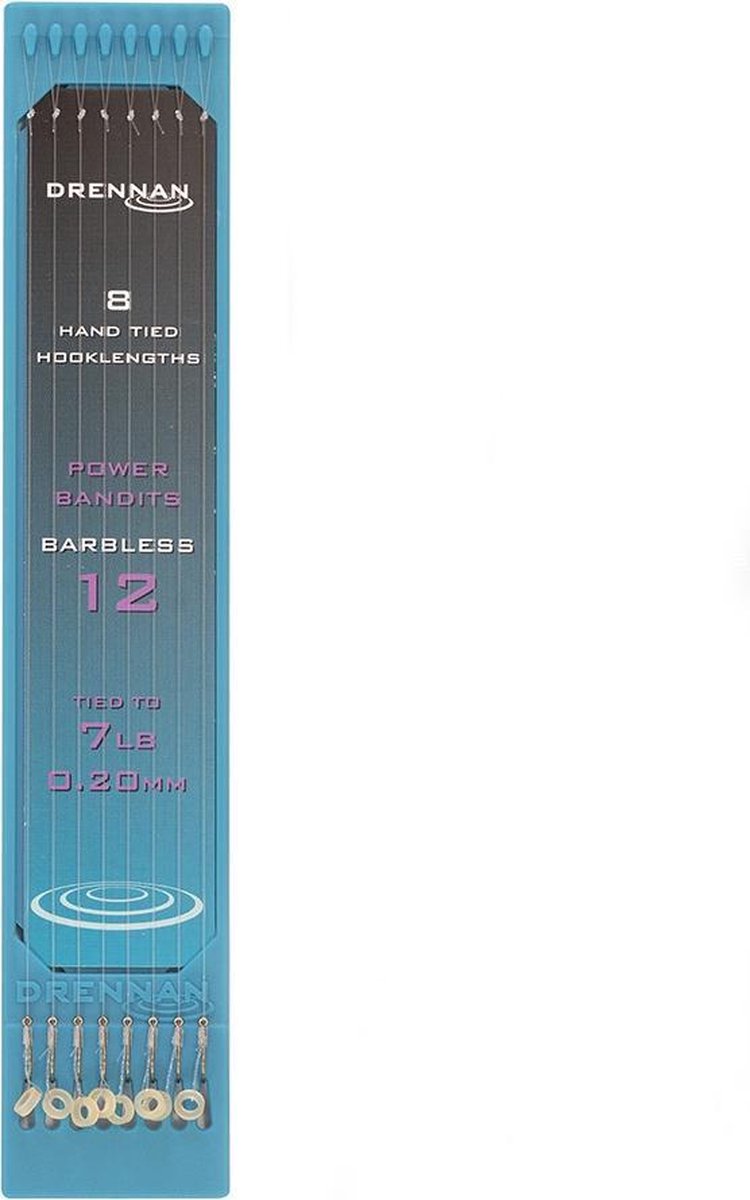 Drennan Onderlijnen Power Bandits Barbless (8 pcs) - Maat : 15cm - haak 12 - 0.20mm
