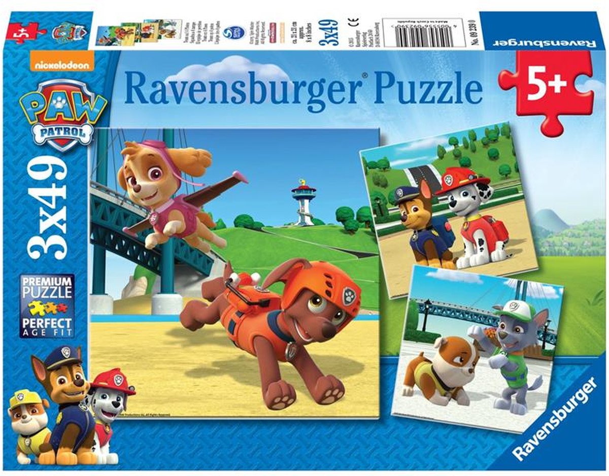 Ravensburger PAW Patrol: Team op 4 Poten - 3x49 stukjes - kinderpuzzel