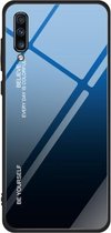 Voor Galaxy A70 Gradient Color Glass Case (blauw)