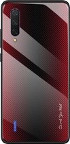Voor Xiaomi CC9 / A3 Lite Texture Gradient Glass-beschermhoes (rood)