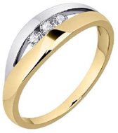 Schitterende 14 Karaat Geel Wit Bicolor Gouden Ring met Zirkonia's 16.00 mm. (maat 50) |Aanzoeksring