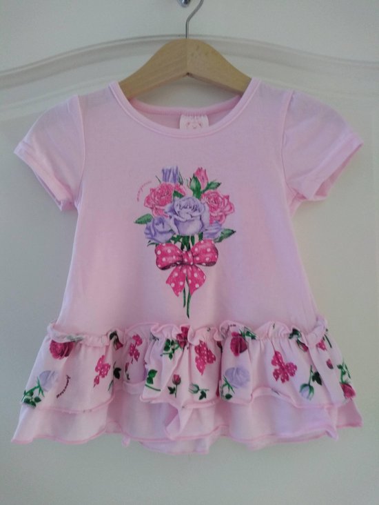 T-shirt tunique Filles Daisy fleuri rose clair 74/80