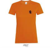Cadeautip! T-shirt WK voetbal | Oranje T-shirt | EK voetbalshirt | Vrouwen T-shirt - Zwarte opdruk