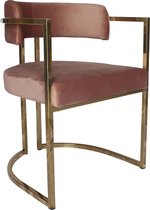 OHNO Furniture Orlando Eetkamerstoel - Stoel, Fluweel, Roze, Goud