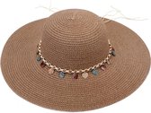 Dielay - Hoed met Schelpen - Dames - Lengte 43 cm - Bruin