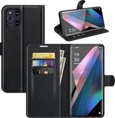 Oppo Find X3 Pro hoesje - MobyDefend Kunstleren Wallet Book Case - Zwart - GSM Hoesje - Telefoonhoesje Geschikt Voor: Oppo Find X3 Pro