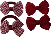 Jessidress® Haarclips Meisjes Haarclip Setje met Haar Elastiekjes Haarstrikjes - Bordeaux