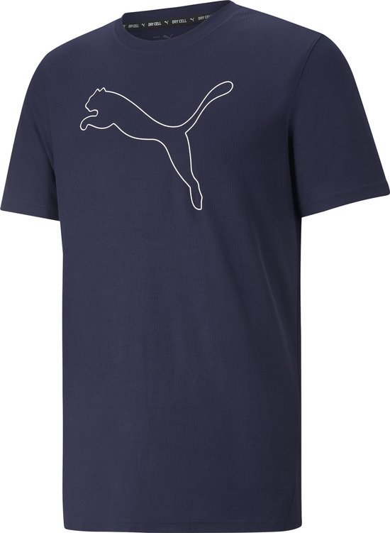 PUMA PERFORMANCE CAT TEE M Heren Sportshirt - Donkerblauw - Maat S