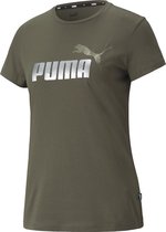 PUMA ESS+ Metallic Logo Dames T-Shirt - Maat M