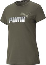 PUMA ESS+ Metallic Logo Dames T-Shirt - Maat XL