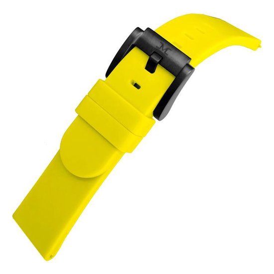 Bracelet montre Marc Coblen - 22 mm - Silicone jaune - Boucle noire