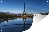 Muurdecoratie De Eiffeltoren tijdens de schemering - 180x120 cm - Tuinposter - Tuindoek - Buitenposter