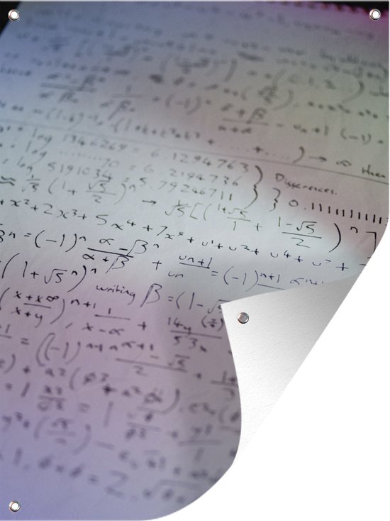 Muurdecoratie buiten Papier vol met wiskundige formules - 120x160 cm - Tuindoek - Buitenposter
