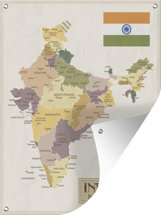 Illustratie van een kaart van India en haar provincies