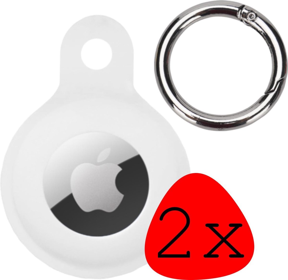 Hoesje Geschikt voor Apple AirTag Hoesje Case Hoesje Geschikt voor Apple AirTag Sleutelhanger Siliconen Hoes - Wit - 2 Stuks