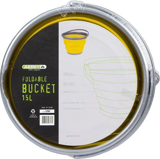 Abbey Camp Emmer Opvouwbaar - 15 Liter - Geel/Grijs van Abbey Camp — afbeelding 4