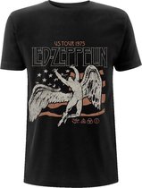 Led Zeppelin Heren Tshirt -XL- US 1975 Tour Flag Zwart