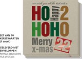 Luxe kerstkaarten met enveloppen, Hohoho Merry X-mas -10 stuks