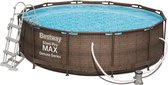 Bestway Power Steel Deluxe Complete Set |Rond Frame Zwembad Inclusief Trap En Pomp Met Filterpatroon| rotanlook | 366 x 100 cm