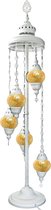 Turkse Staande Mozaïek Lamp - Unieke Witte Uitvoering - Lamp - 5 Bollen - Ø 12 cm - Hoogte 140 cm - Authentiek - Handmade - Kleurrijk Bollen - Marokkaanse Lamp - Oosterse Lamp -