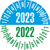 Keuringssticker met 2 jaartallen, 25 mm, 21 stuks vel 2023/2022