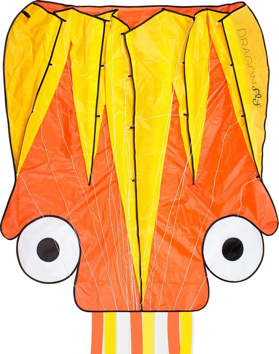 Dragon Fly Vlieger - Octopus - Oranje/Geel - 124 x 127 cm - Vanaf 7 jaar