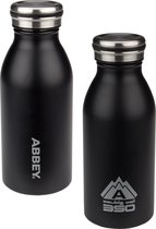 Abbey Drinkfles Dubbelwandig - Victoria - 0.35 L - Zwart/Zilver - 0,35 L