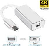DrPhone MD-C1 - USB-C naar Mini Displaypoort -  DP 4K 60hz Adapter Kabel - Geschikt voor Apple Macbook, iMac en LED Cinema display