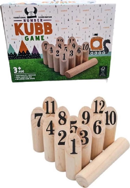 Kubb Familie spel nummers - Inclusief opbergtas- Gemaakt van hout - Vakantie familiespel Kubb Familie spel nummers - Inclusief opbergtas- Gemaakt van hout - Vakantie familiespel
