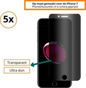 5x iPhone 7 Privacy Screenprotector | Premium Kwaliteit | Privacy Tempered Glass | Anti Spy Protective Glass | Gehard Glas Privacy | Bescherm Glas