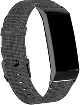 Q-DESYN Fitbit Charge 3 & 4 bandje - Canvas - Donkergrijs