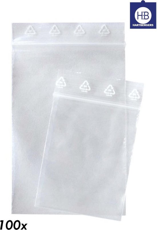 Hartberger Gripzakjes – 190 x 250 mm (100 stuks) grip zakje plastic met ziplock – transparant – hoge kwaliteit