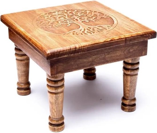 Houten Bijzettafel met Levensboom Design