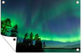 Muurdecoratie Het noorderlicht tijdens een nacht in het Finse Lapland - 180x120 cm - Tuinposter - Tuindoek - Buitenposter