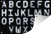 Tuindecoratie Het alfabet gemaakt van ijs op een zwarte achtergrond - 60x40 cm - Tuinposter - Tuindoek - Buitenposter