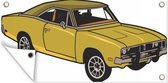 Tuinposter Illustratie van een gele muscle auto - 60x30 cm - Tuindoek - Buitenposter
