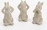 Beeld konijntjes - Cement - 14 cm - set van 3