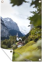 Muurdecoratie Lauterbrunnen in Zwitserland - 120x180 cm - Tuinposter - Tuindoek - Buitenposter