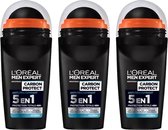 L'Oréal Men Expert Men Expert Carbon Protect - Anti-transparant Deo Roller Multi Pack - 3 x 50 ml