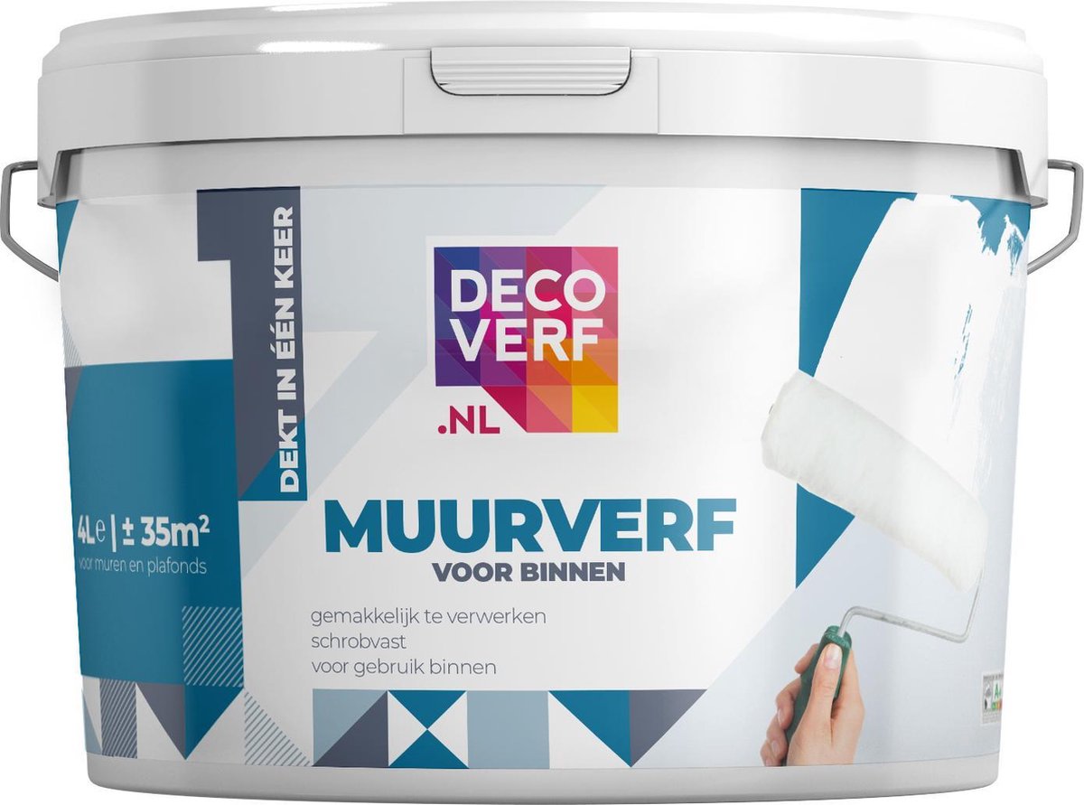 Viva mager passend Decoverf latex muurverf wit, 9003, 4L | bol.com