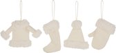 Hangers Kerstkledij Textiel Beige Assortiment Van 4