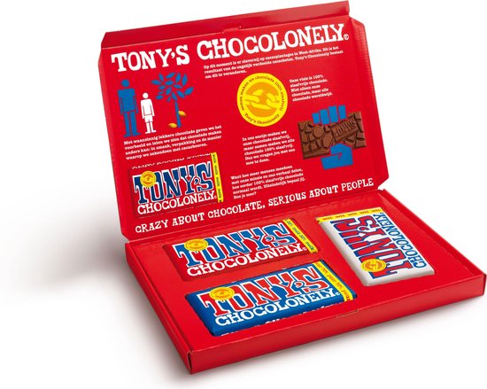 Tony's Chocolonely Chocolade Reep Vaderdag Cadeau Geschenkdoos - Chocolado Kado - met 3 Chocola Repen - Geschenkset voor Man en Vrouw 3 x 180 gram