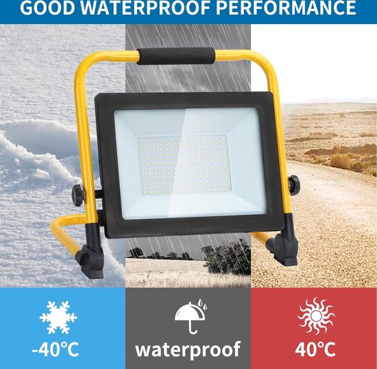 LED DE TRAVAIL À LED - ANTI-CHOC IP44 - 100W 9000LUMEN - 6500K DAYLIGHT WHITE - INCL. FICHE DE CONNEXION 150CM