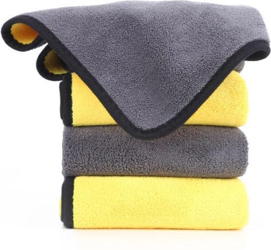 Absorberende Handdoek - Handdoek voor de hond - Huisdieren - Honden - Katten - Badhanddoek - Nano Fiber - Sneldrogend - Zwemmen - Auto - Geel - Grijs - 30 x 60cm