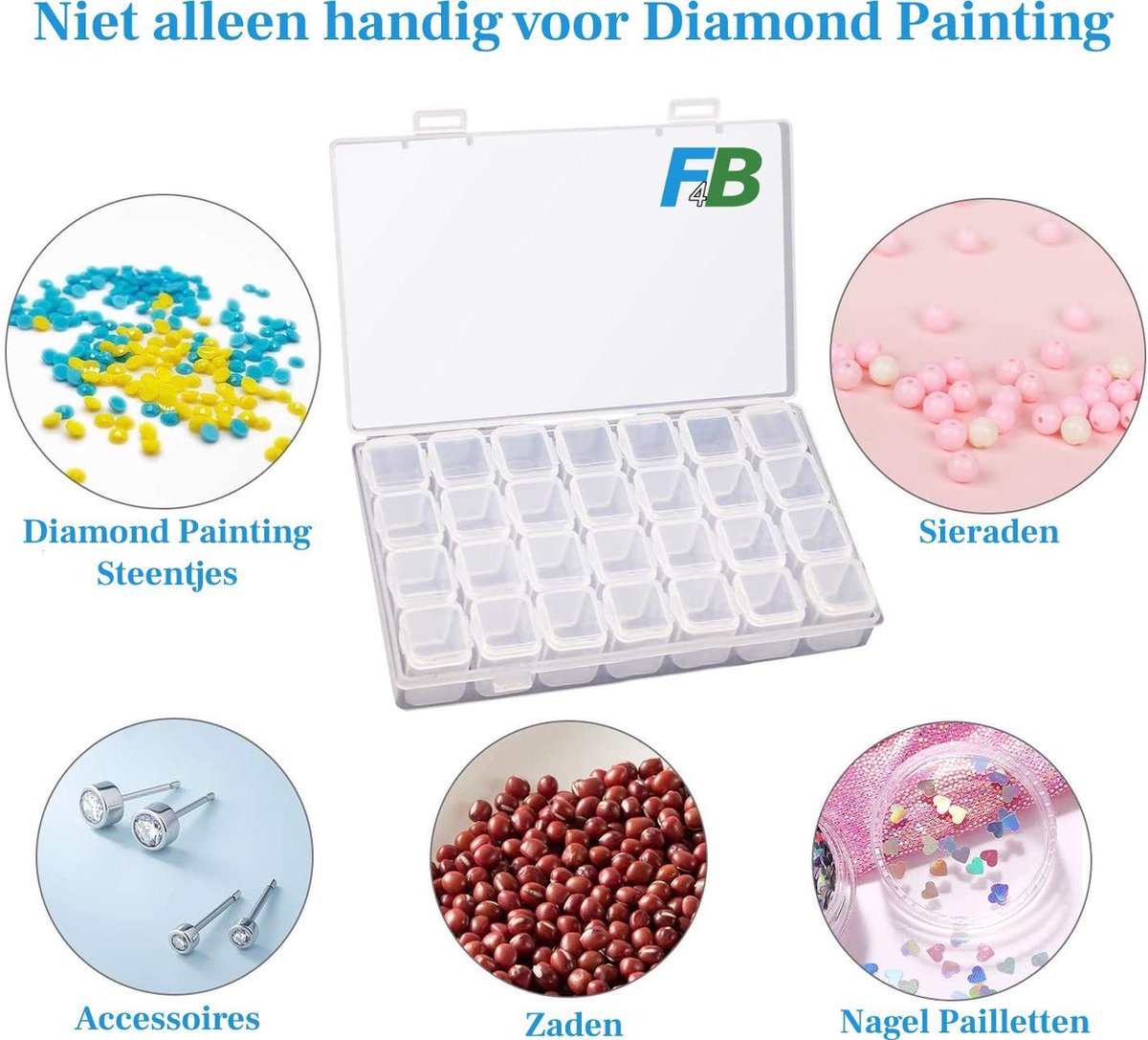 F4B Diamond Painting Opbergdoos – 28 Bakjes – Compacte Sorteerbox — afbeelding 3