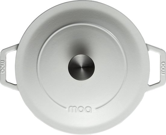 MOA Gietijzeren Braadpan - Inhoud 7,2 liter - 30CM - Rond - Alle warmtebronnen - Ook voor inductie - Gewicht 7,3 kg - Wit - C30W